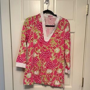 Lilly Pulitzer Pink and Green Floral Tunic